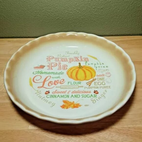 Pumpkin Pie Serving Plate Home Essentials Baking Pan Dish Fall October November - Picture 6 of 6